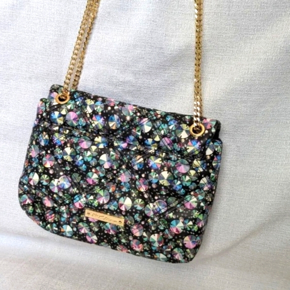 BETSEY JOHNSON RAINBOW QUILTED XO HARPER CROSSBODY CHAIN BAG - Picture 1 of 14